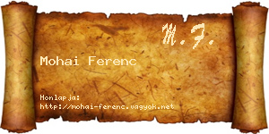 Mohai Ferenc névjegykártya